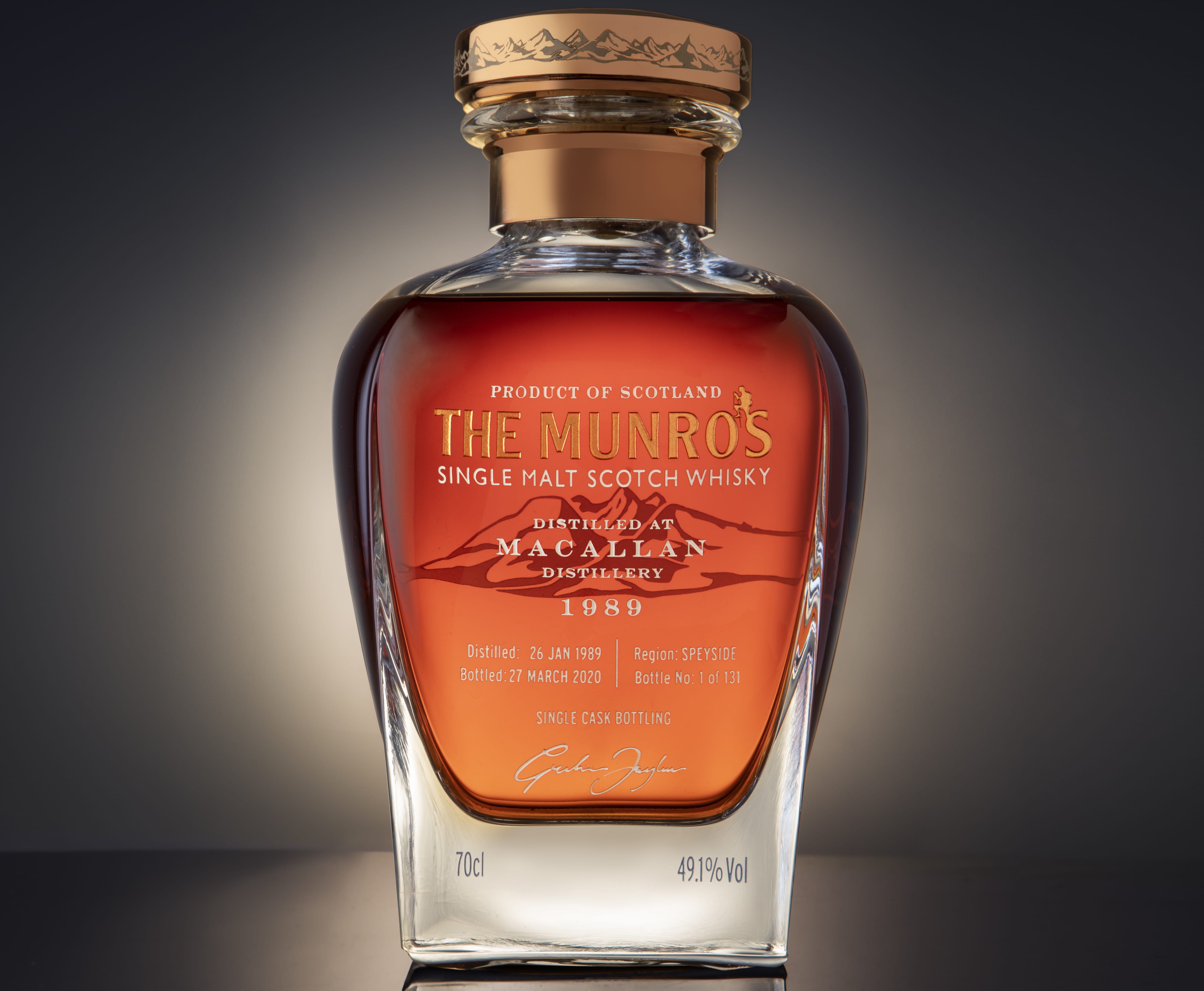 Glasgow Whisky Munros Macallan 30 Year Old in Glencairn Crystal Decanter