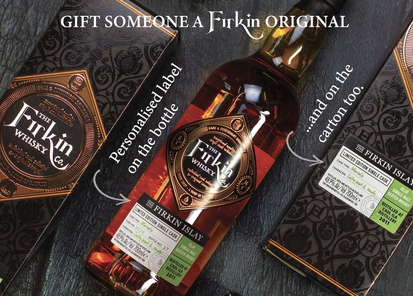 Personalised bottle of Firkin single malt whisky