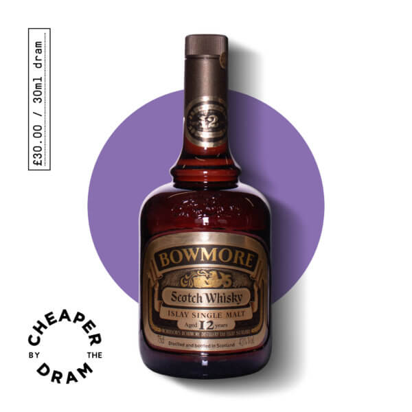 Cheaper By The Dram No.20, Bowmore 12 year old Dumpy single malt scotch whisky, bottle.jpg
