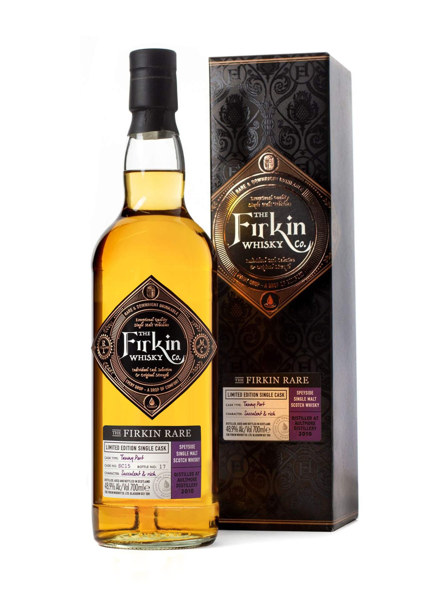 Firkin Rare Aultmore Whisky in Tawny Port Cask Bottle and Box